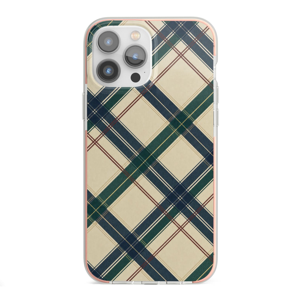 Heritage Club Plaid iPhone 13 Pro Max TPU Impact Case with Pink Edges