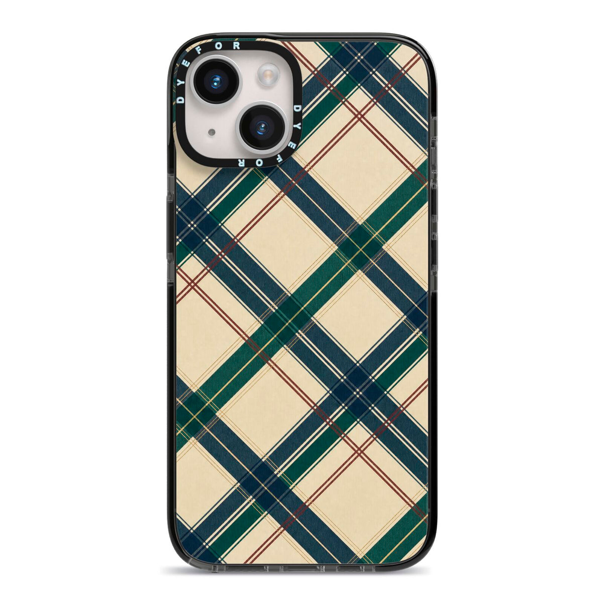 Heritage Club Plaid iPhone 14 Black Impact Case on Silver phone