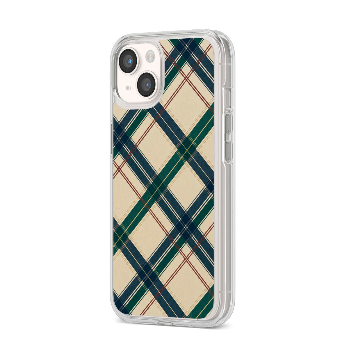 Heritage Club Plaid iPhone 14 Clear Tough Case Starlight Angled Image