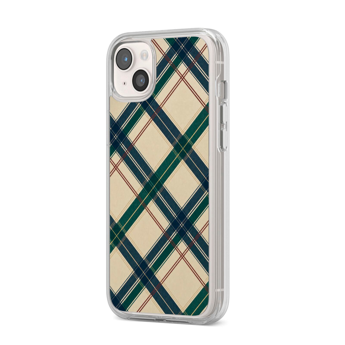 Heritage Club Plaid iPhone 14 Plus Clear Tough Case Starlight Angled Image