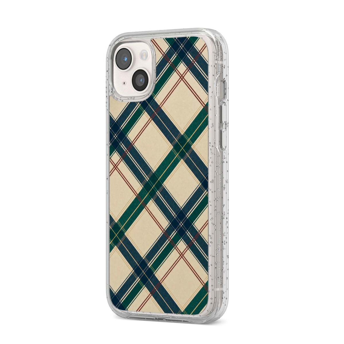 Heritage Club Plaid iPhone 14 Plus Glitter Tough Case Starlight Angled Image