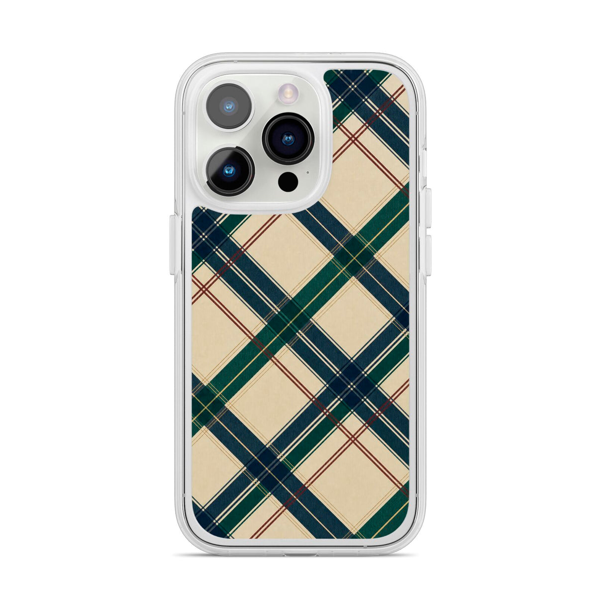 Heritage Club Plaid iPhone 14 Pro Clear Tough Case Silver