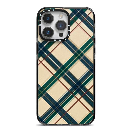 Heritage Club Plaid iPhone 14 Pro Max Black Impact Case on Silver phone