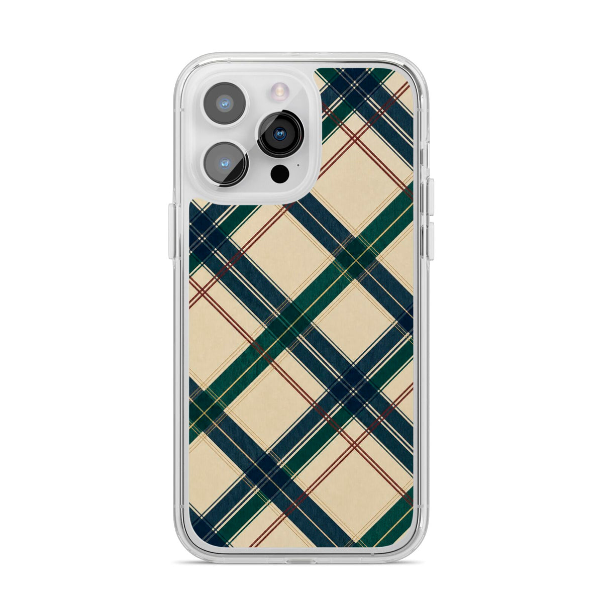 Heritage Club Plaid iPhone 14 Pro Max Clear Tough Case Silver