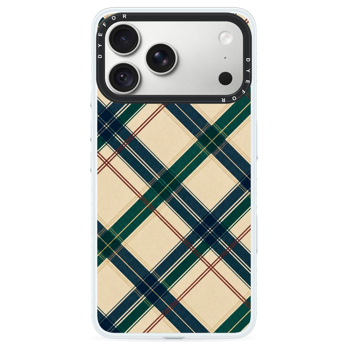 Heritage Club Plaid iPhone 18 Pro Black Impact Pre order Case on Silver phone