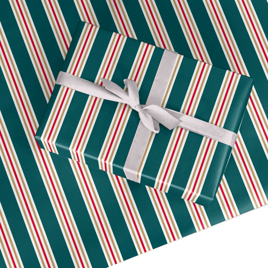Heritage Stripe Christmas Custom Wrapping Paper