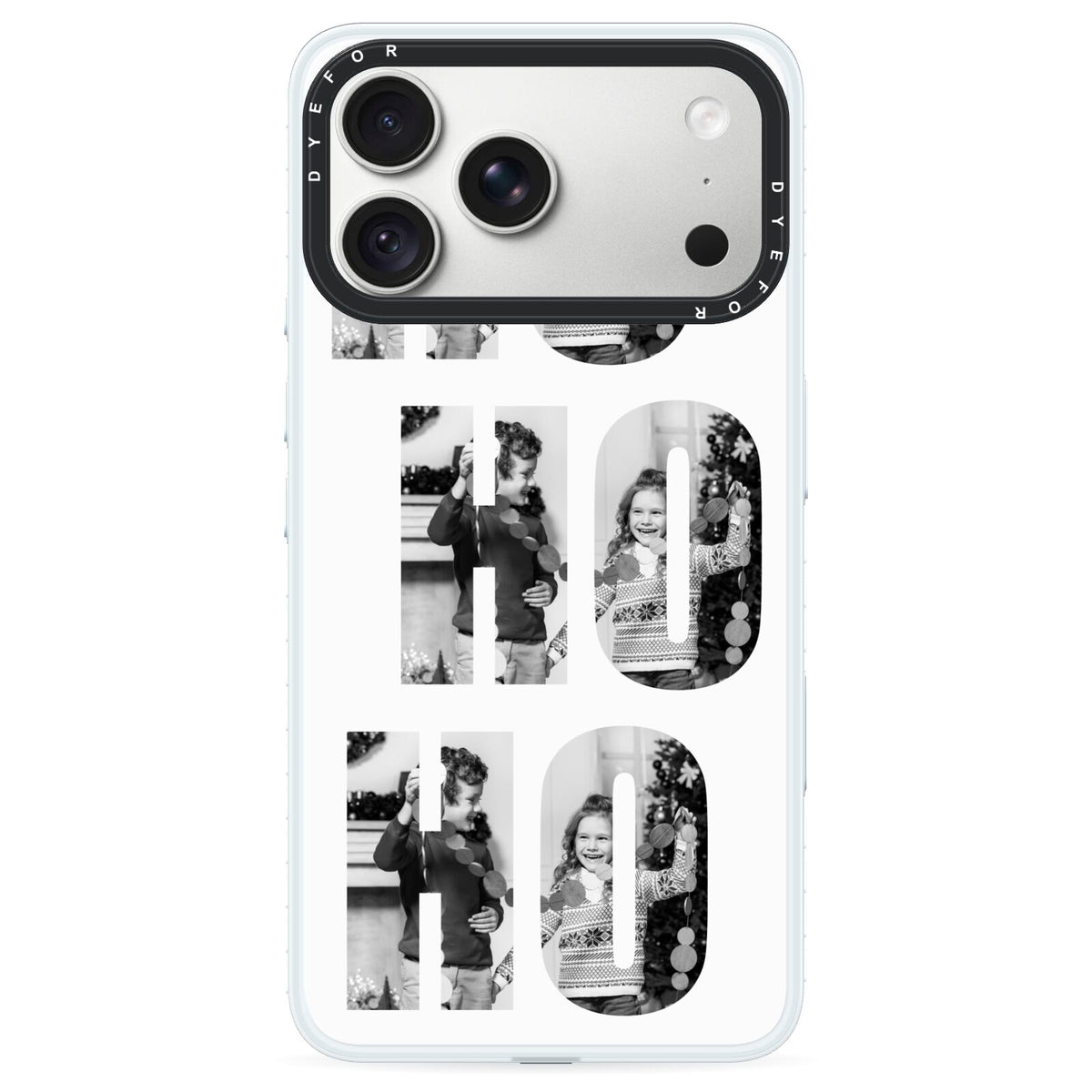 Ho Ho Ho Photo Upload Christmas iPhone 18 Pro Max Black Impact Pre order Case on Silver phone