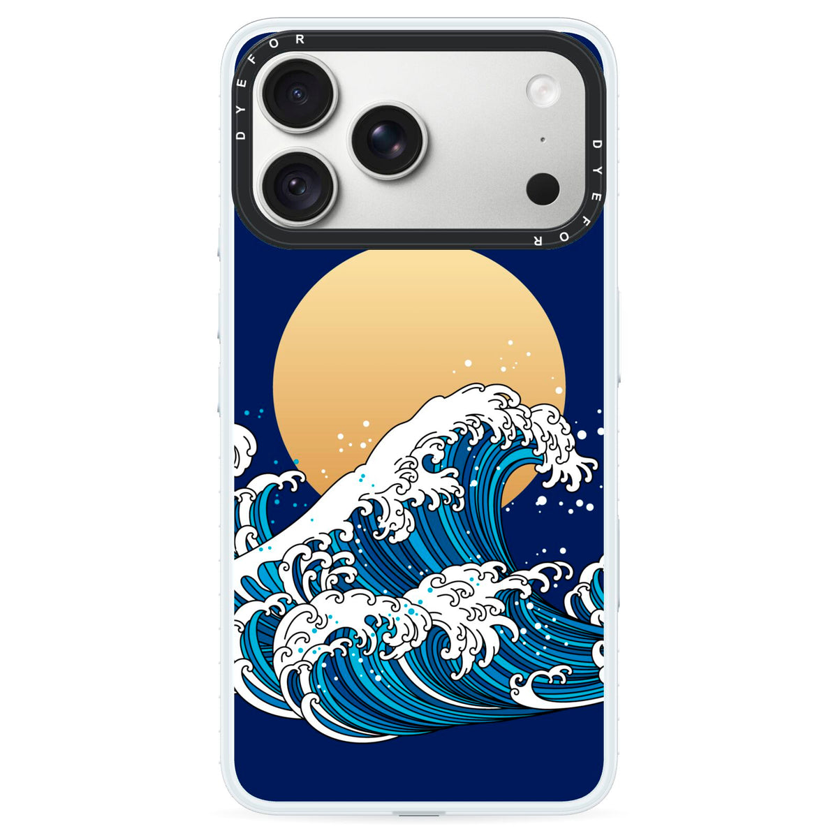 Hokusai Japanese Waves iPhone 18 Pro Black Impact Pre order Case on Silver phone