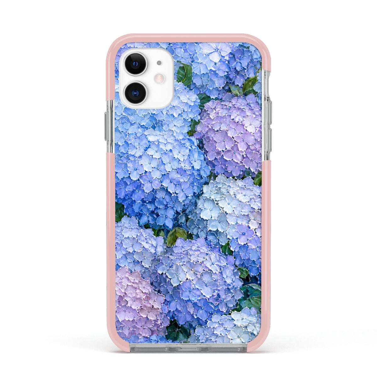 Hydrangea Atelier Apple iPhone 11 in White with Pink Impact Case