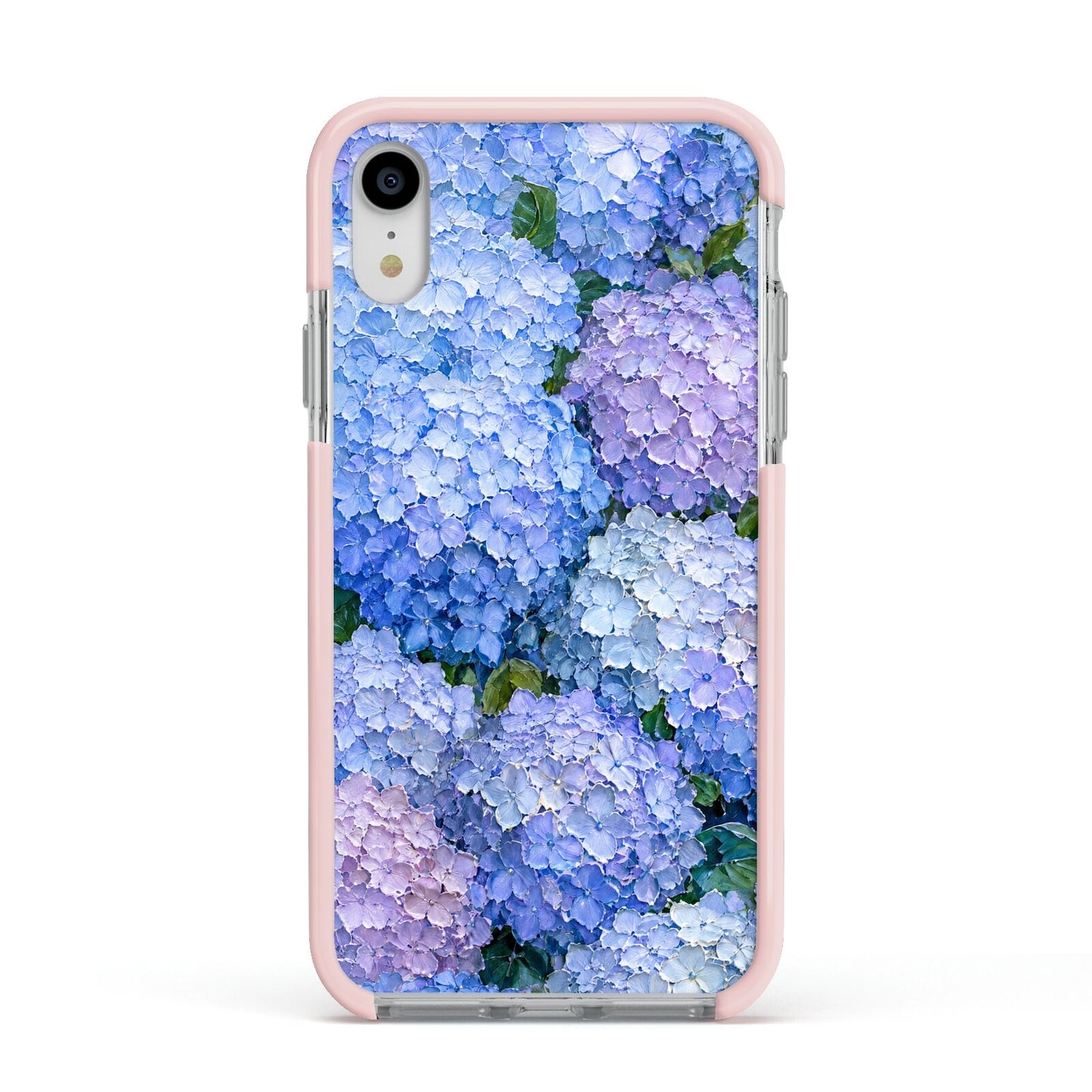 Hydrangea Atelier Apple iPhone XR Impact Case Pink Edge on Silver Phone