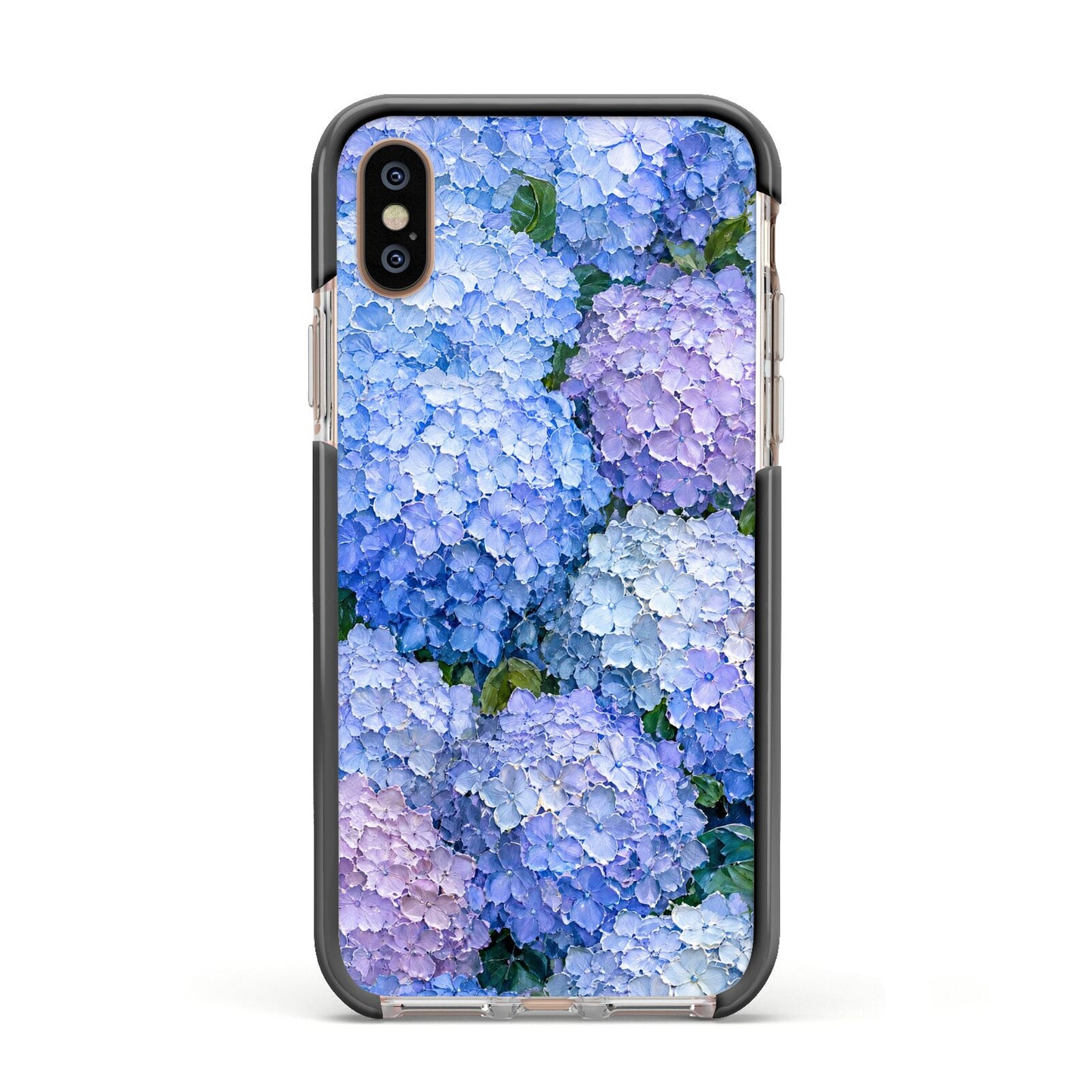 Hydrangea Atelier Apple iPhone Xs Impact Case Black Edge on Gold Phone