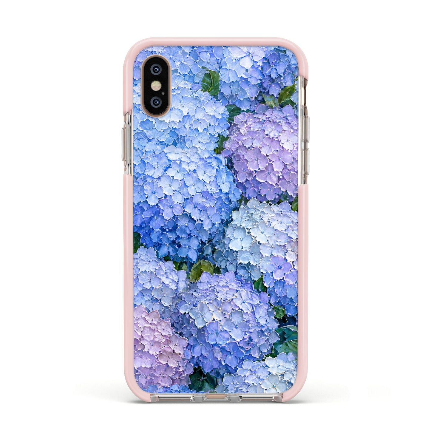 Hydrangea Atelier Apple iPhone Xs Impact Case Pink Edge on Gold Phone
