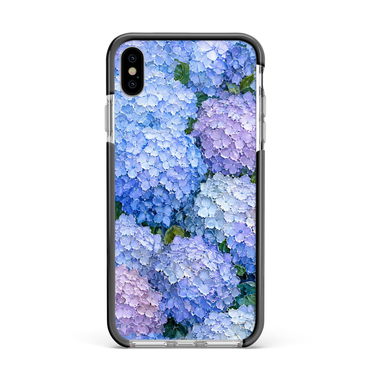 Hydrangea Atelier Apple iPhone Xs Max Impact Case Black Edge on Silver Phone