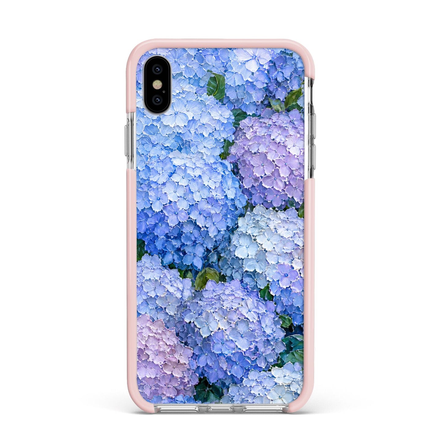 Hydrangea Atelier Apple iPhone Xs Max Impact Case Pink Edge on Silver Phone