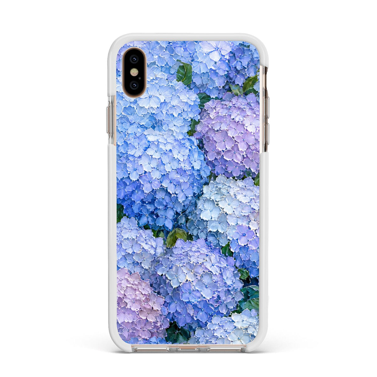 Hydrangea Atelier Apple iPhone Xs Max Impact Case White Edge on Gold Phone