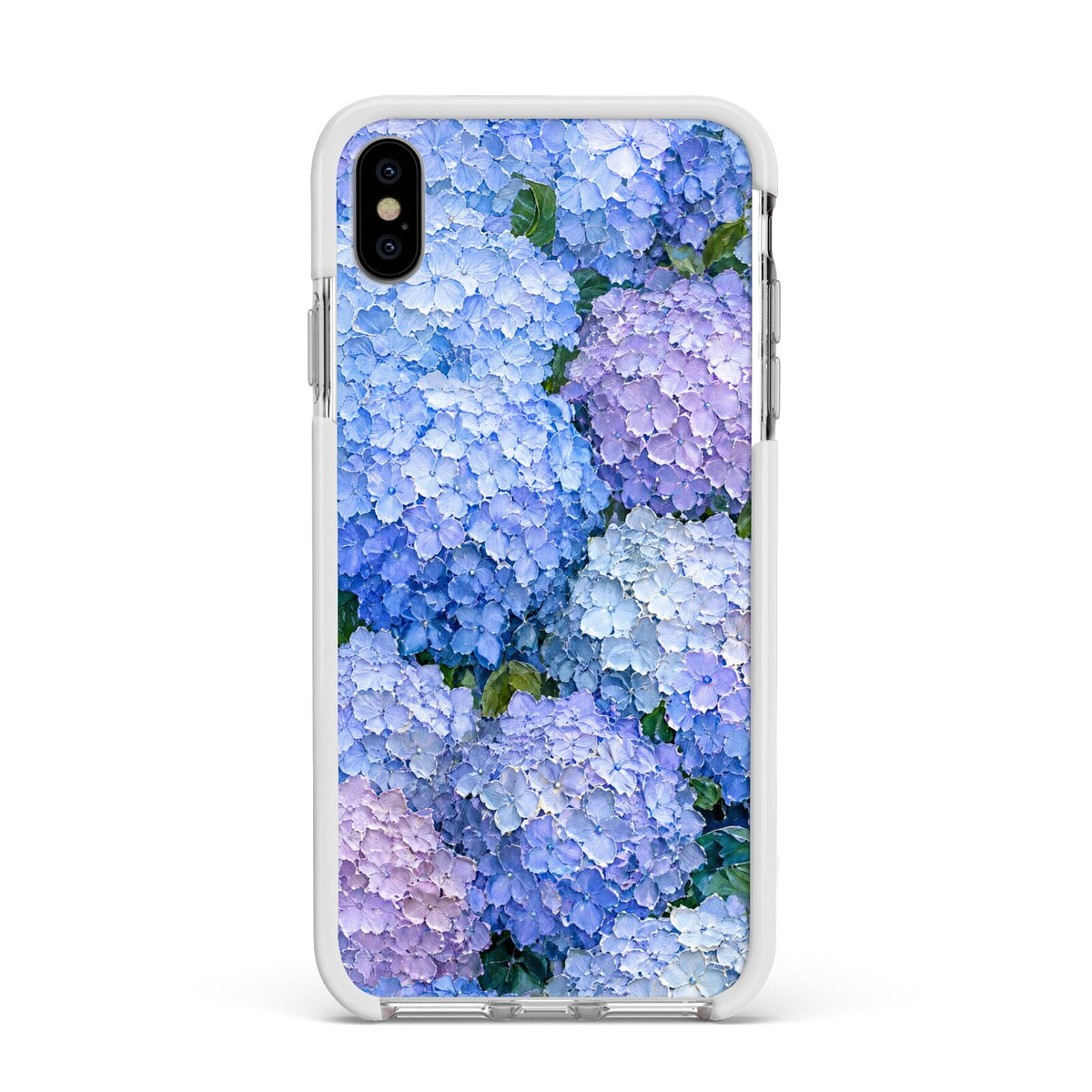 Hydrangea Atelier Apple iPhone Xs Max Impact Case White Edge on Silver Phone