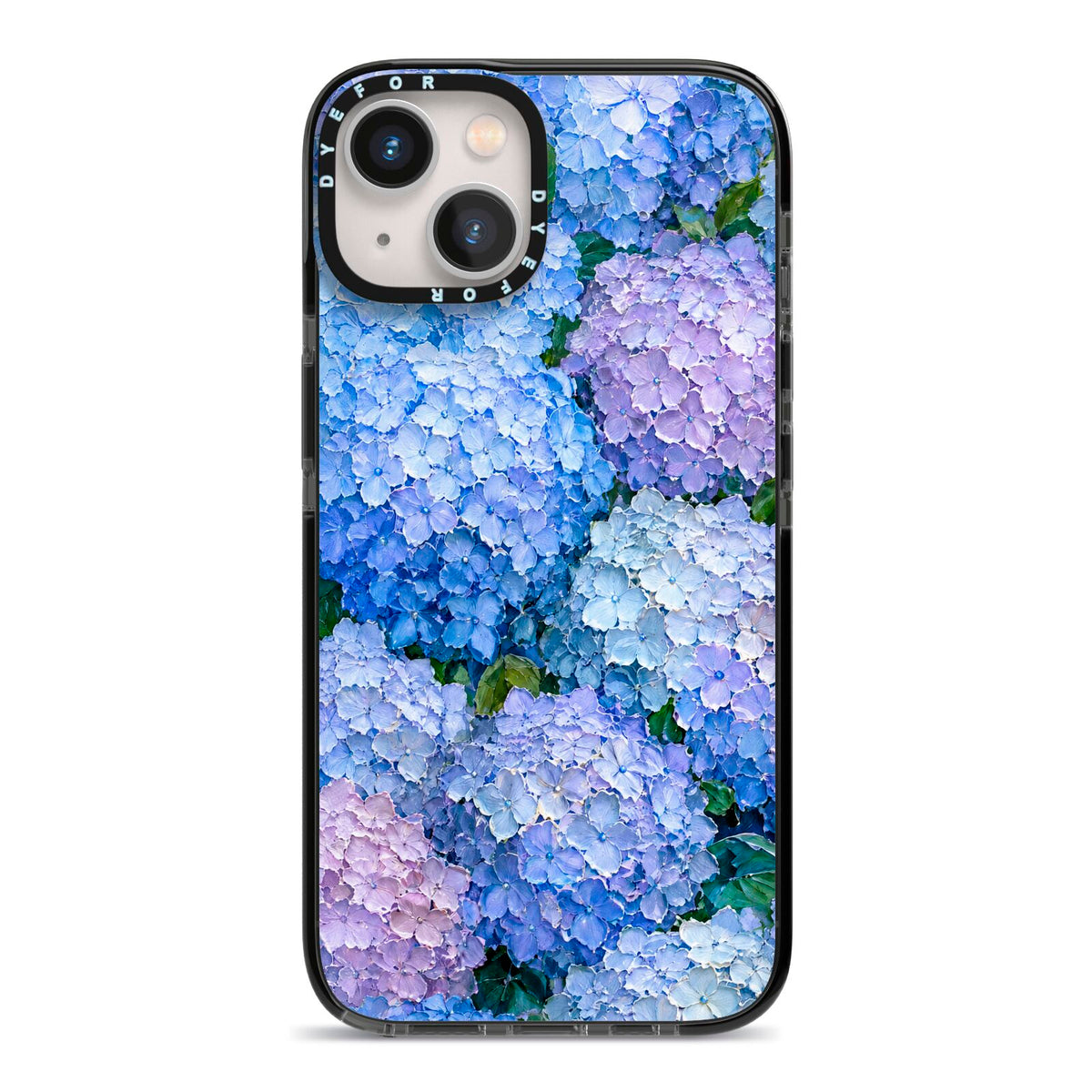 Hydrangea Atelier iPhone 13 Black Impact Case on Silver phone