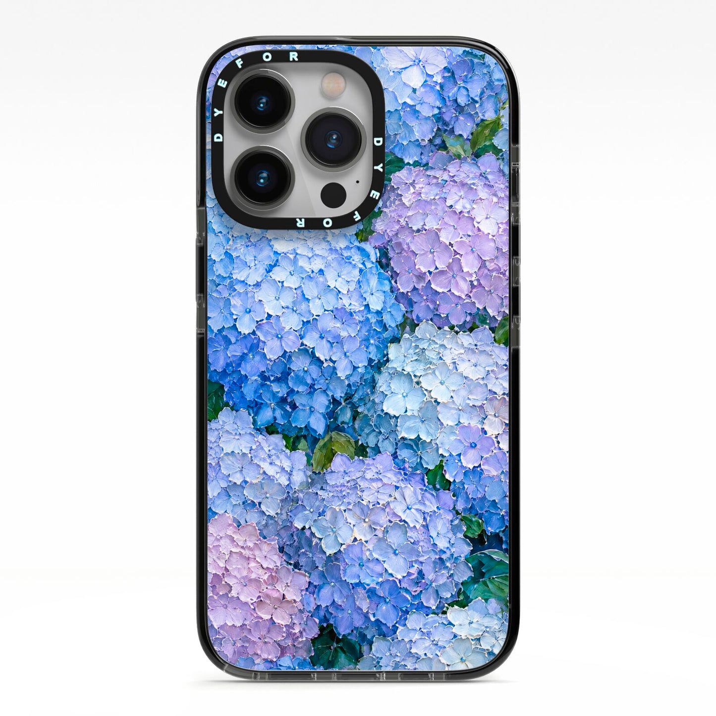 Hydrangea Atelier iPhone 13 Pro Black Impact Case on Silver phone