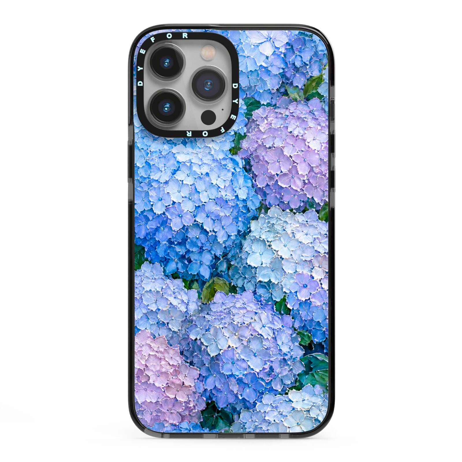 Hydrangea Atelier iPhone 13 Pro Max Black Impact Case on Silver phone