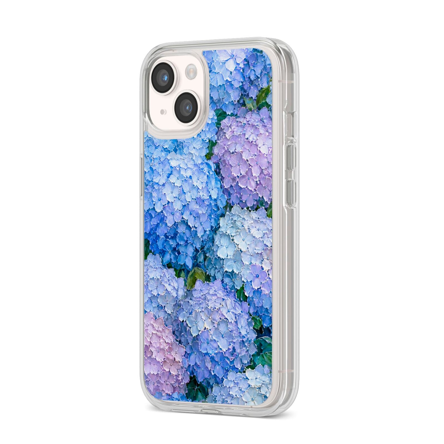 Hydrangea Atelier iPhone 14 Clear Tough Case Starlight Angled Image