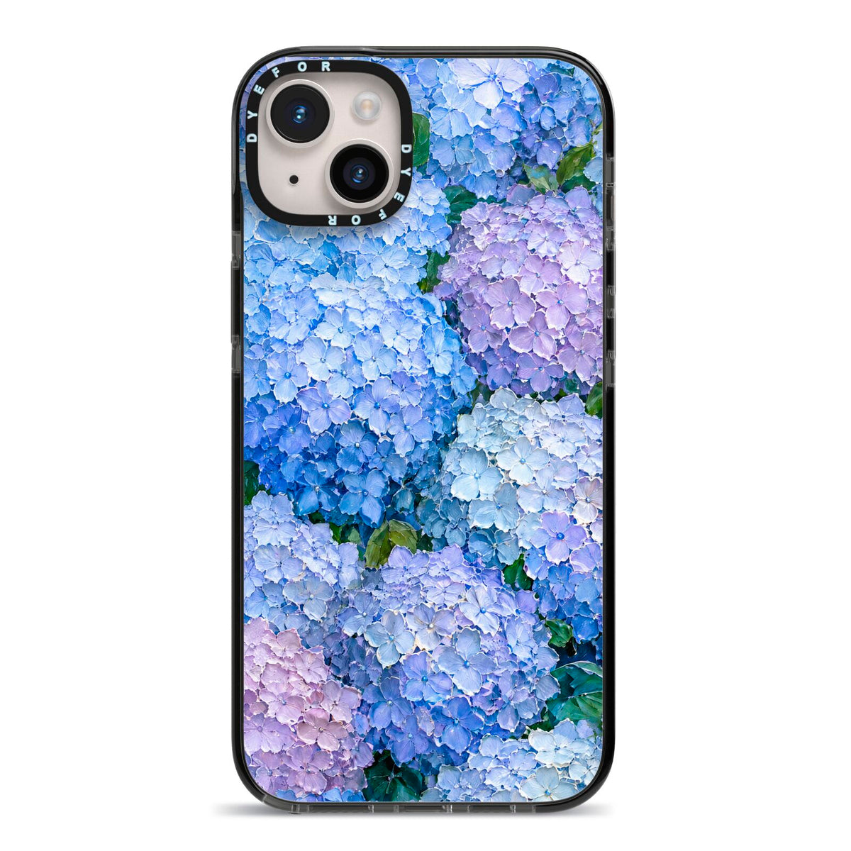 Hydrangea Atelier iPhone 14 Plus Black Impact Case on Silver phone