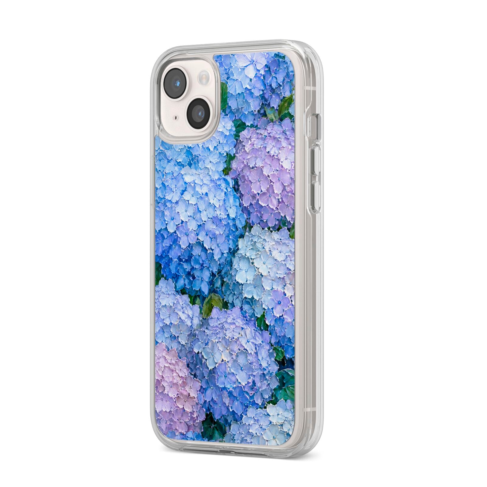 Hydrangea Atelier iPhone 14 Plus Clear Tough Case Starlight Angled Image