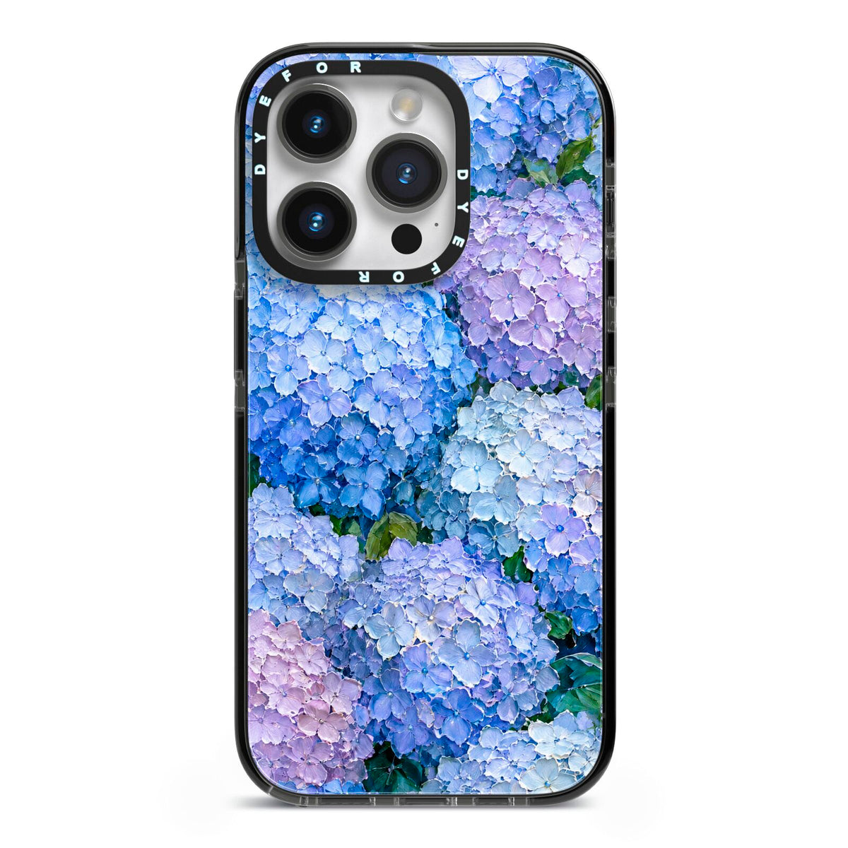 Hydrangea Atelier iPhone 14 Pro Black Impact Case on Silver phone