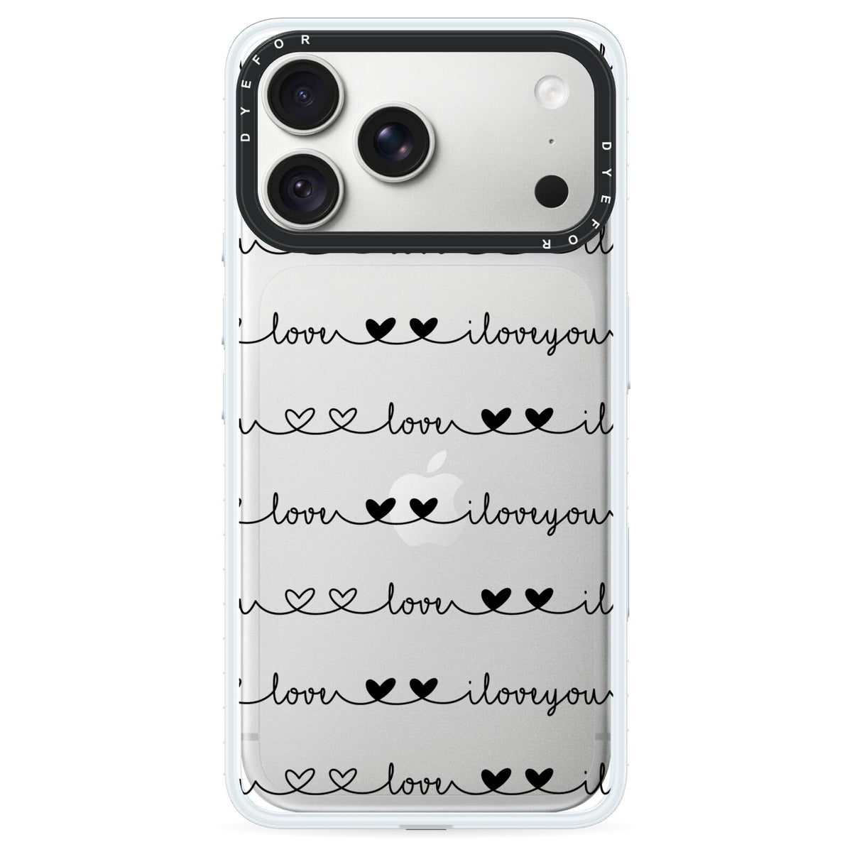 I Love You Repeat iPhone 18 Pro Max Black Impact Pre order Case on Silver phone