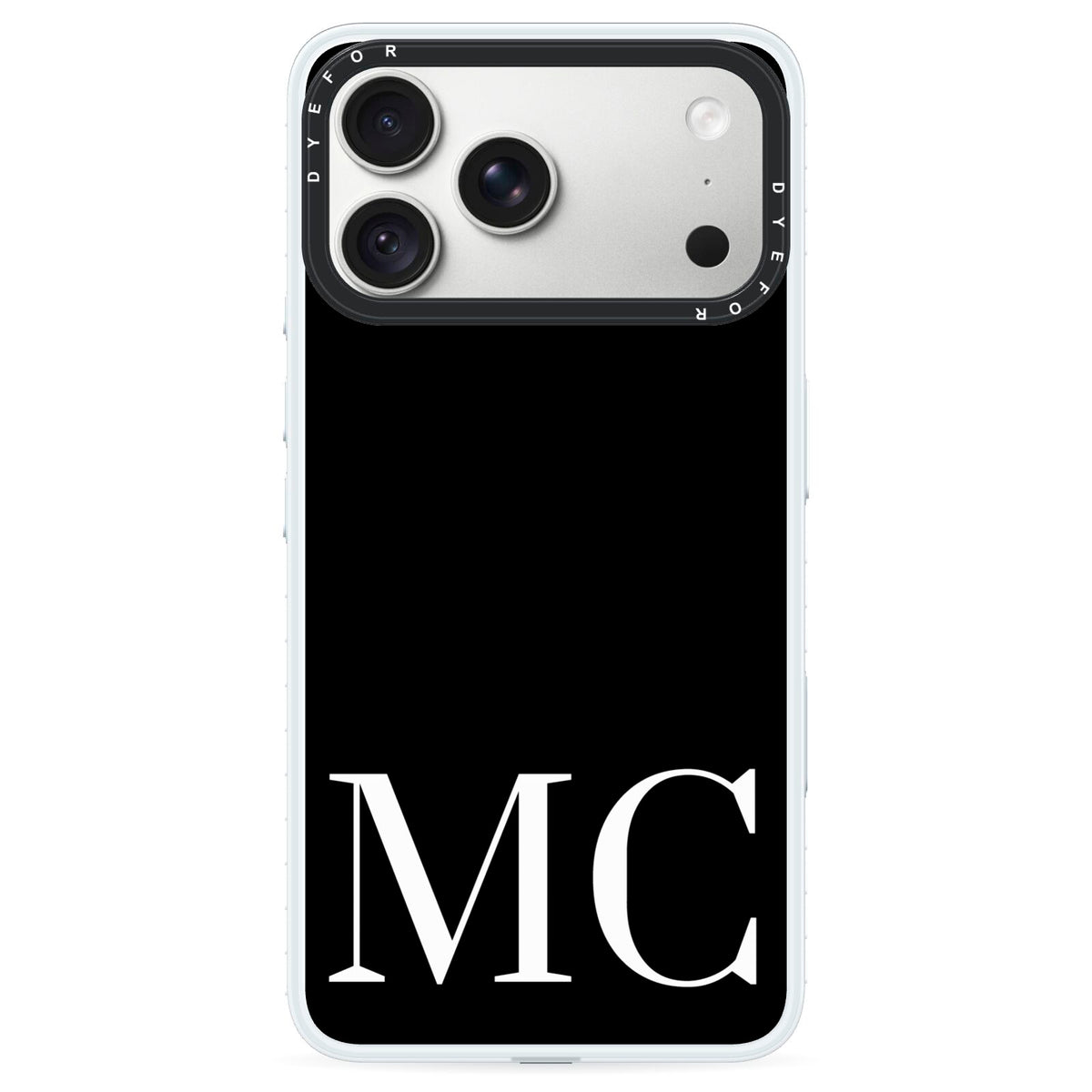 Initials Personalised 1 iPhone 18 Pro Black Impact Pre order Case on Silver phone