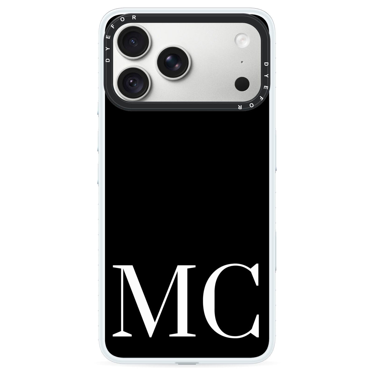 Initials Personalised 1 iPhone 18 Pro Max Black Impact Pre order Case on Silver phone