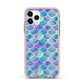 Iridescent Mermaid Scales Apple iPhone 11 Pro in Silver with Pink Impact Case