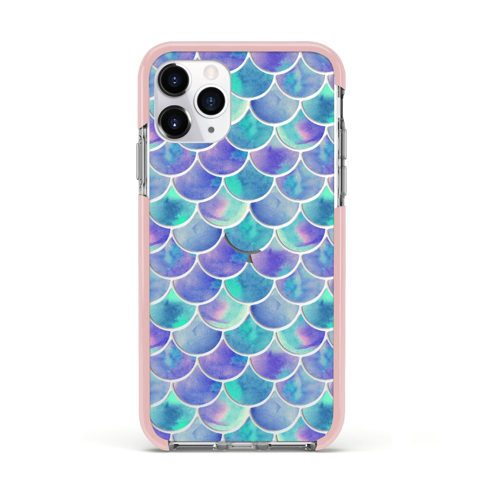 Iridescent Mermaid Scales Apple iPhone 11 Pro in Silver with Pink Impact Case