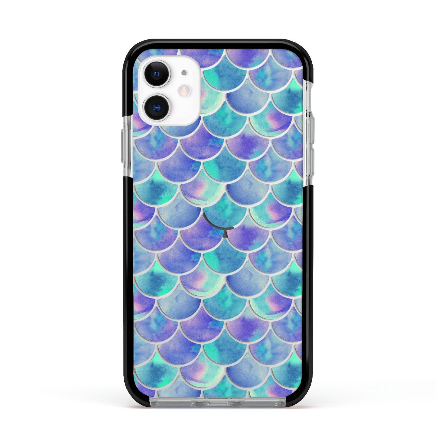 Iridescent Mermaid Scales Apple iPhone 11 in White with Black Impact Case