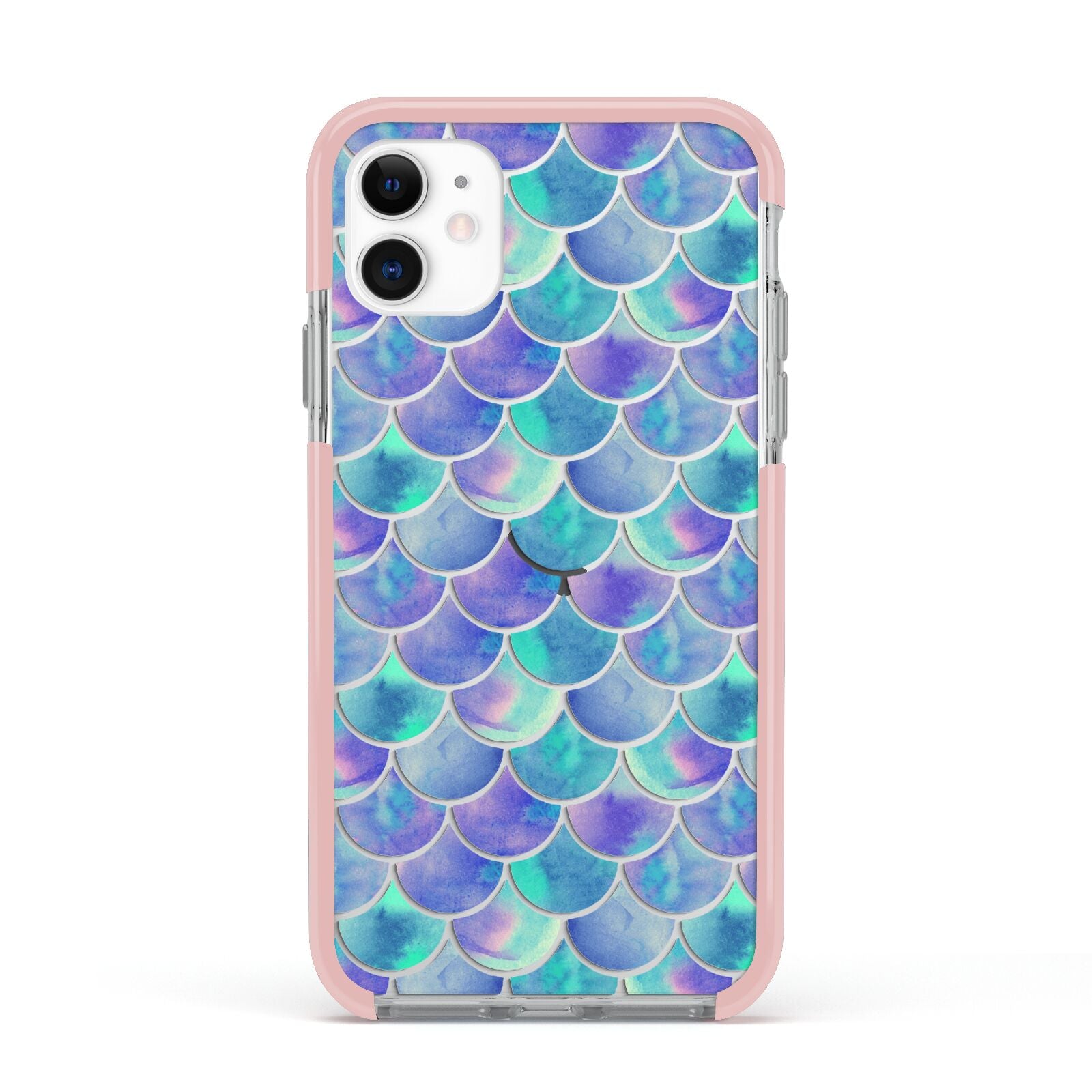 Iridescent Mermaid Scales Apple iPhone 11 in White with Pink Impact Case