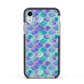 Iridescent Mermaid Scales Apple iPhone XR Impact Case Black Edge on Silver Phone