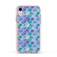 Iridescent Mermaid Scales Apple iPhone XR Impact Case Pink Edge on Silver Phone
