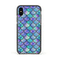 Iridescent Mermaid Scales Apple iPhone Xs Impact Case Black Edge on Black Phone