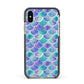 Iridescent Mermaid Scales Apple iPhone Xs Impact Case Black Edge on Silver Phone