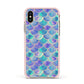 Iridescent Mermaid Scales Apple iPhone Xs Impact Case Pink Edge on Gold Phone