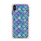 Iridescent Mermaid Scales Apple iPhone Xs Max Impact Case Pink Edge on Black Phone