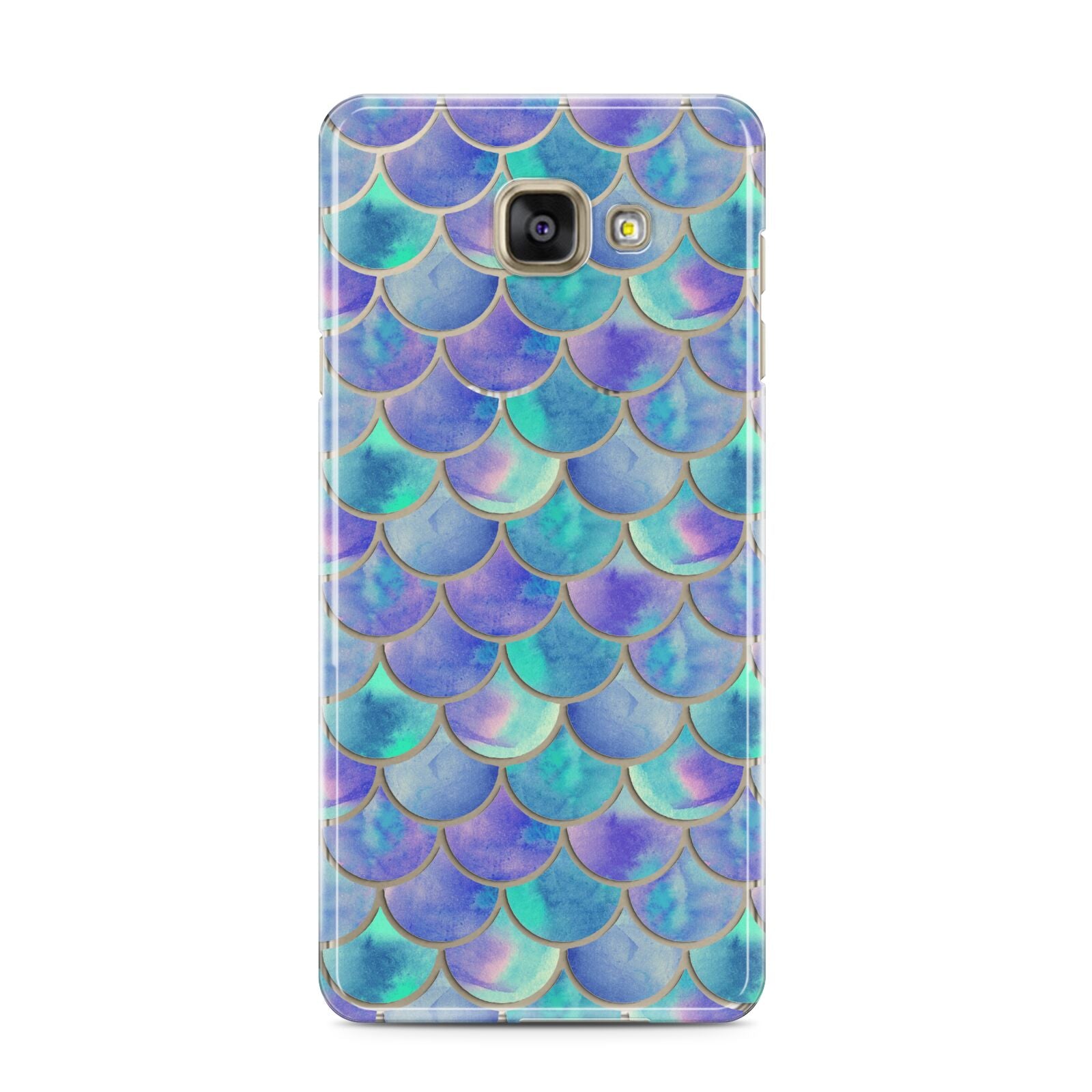 Iridescent Mermaid Scales Samsung Galaxy A3 2016 Case on gold phone