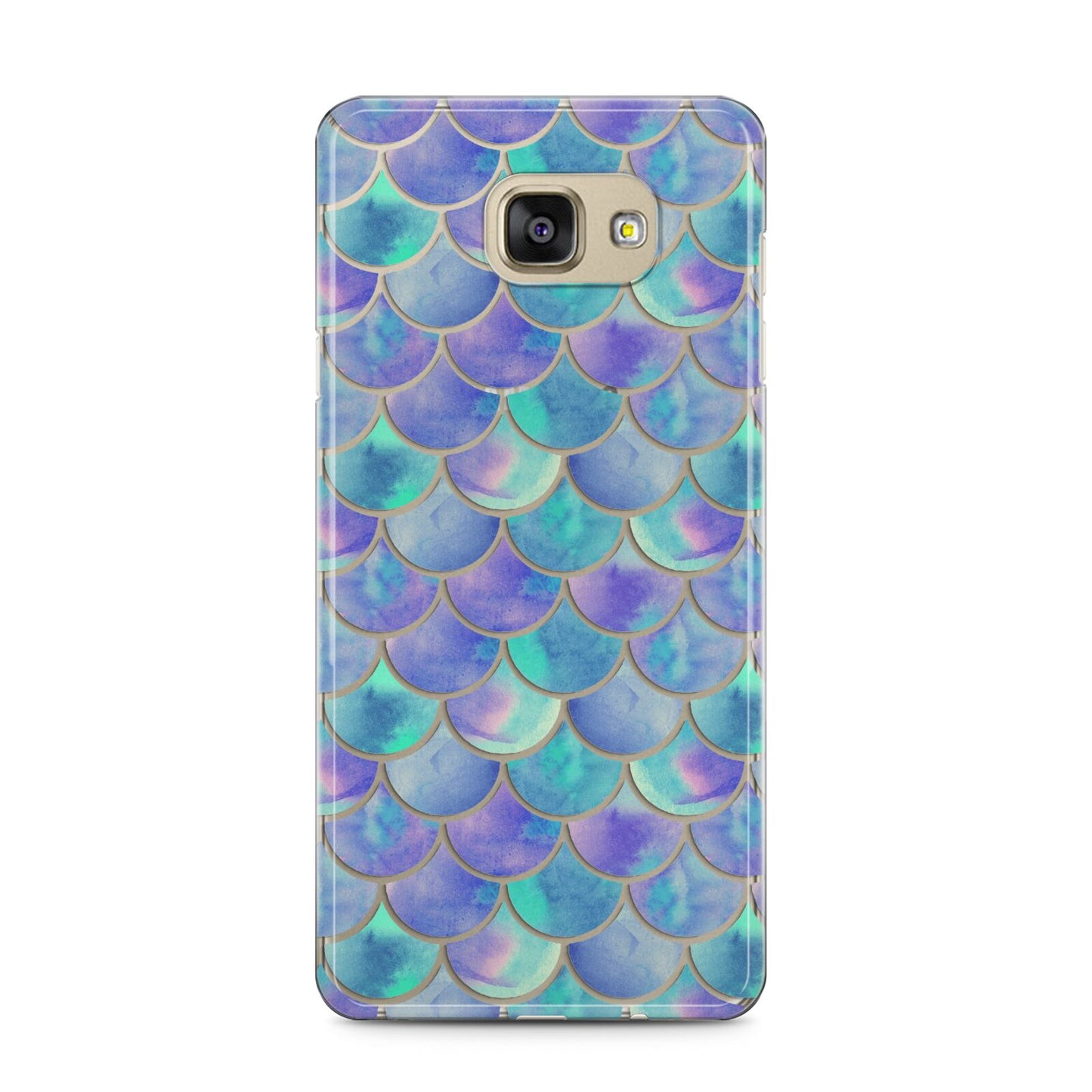 Iridescent Mermaid Scales Samsung Galaxy A5 2016 Case on gold phone