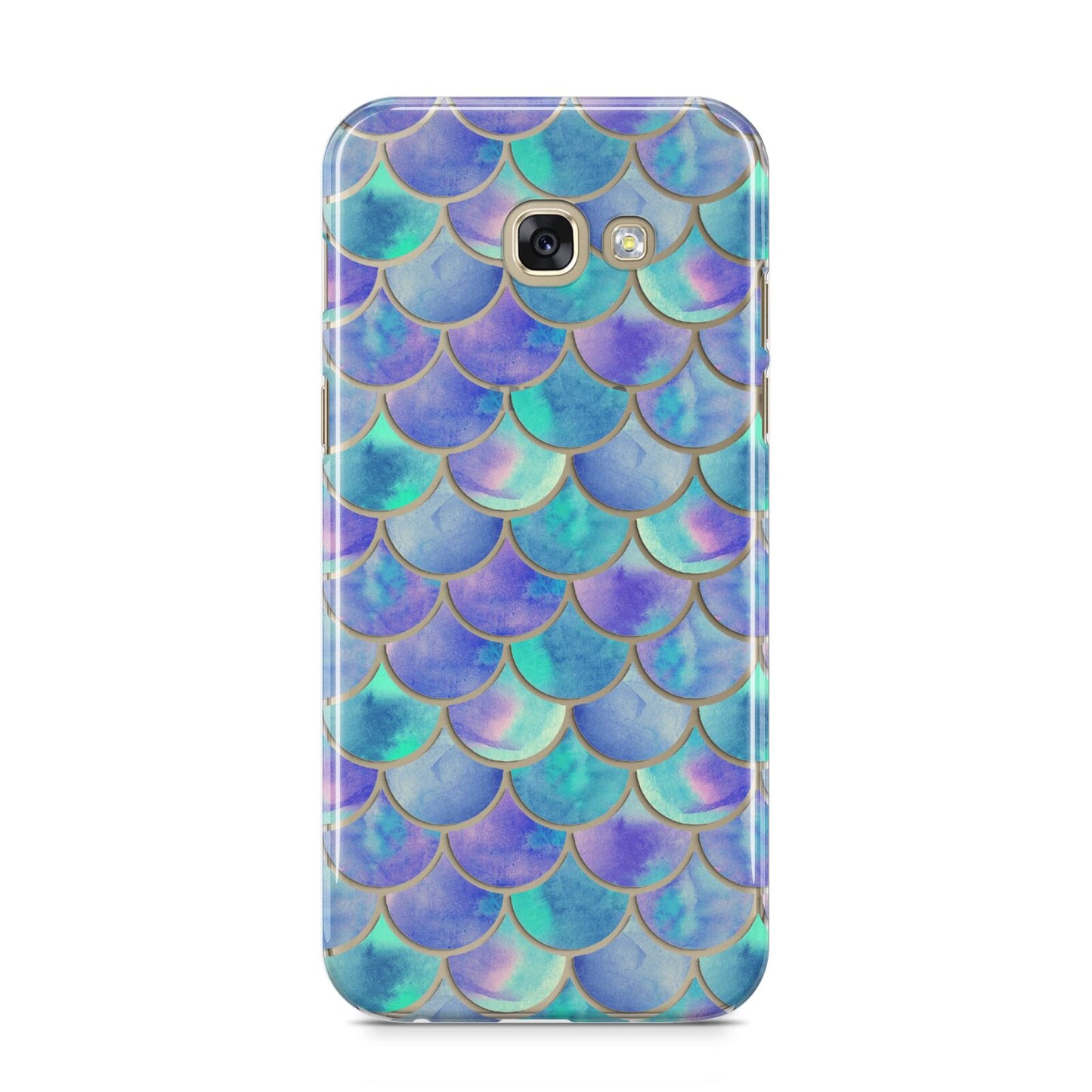 Iridescent Mermaid Scales Samsung Galaxy A5 2017 Case on gold phone