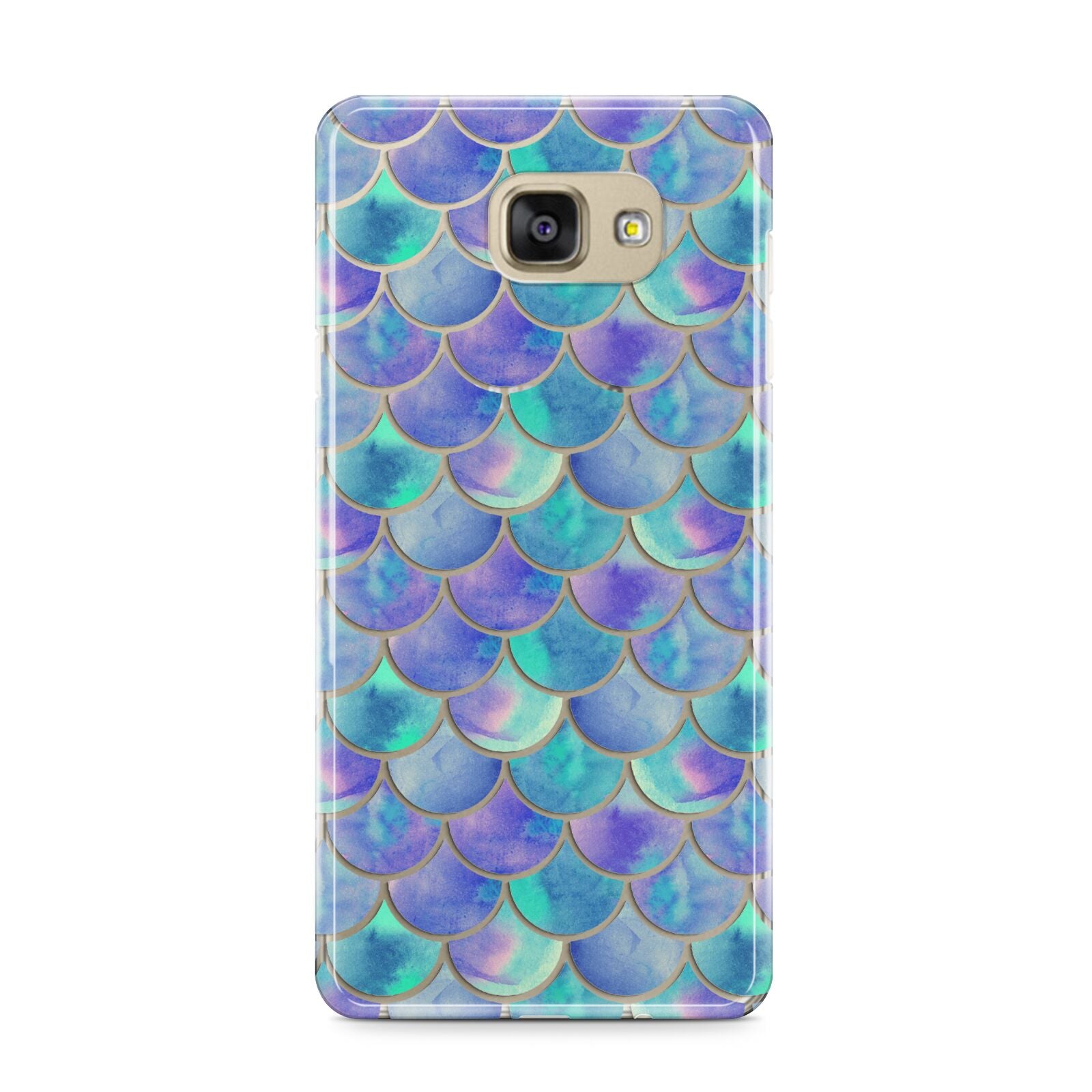 Iridescent Mermaid Scales Samsung Galaxy A9 2016 Case on gold phone