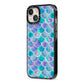 Iridescent Mermaid Scales iPhone 13 Black Impact Case Side Angle on Silver phone