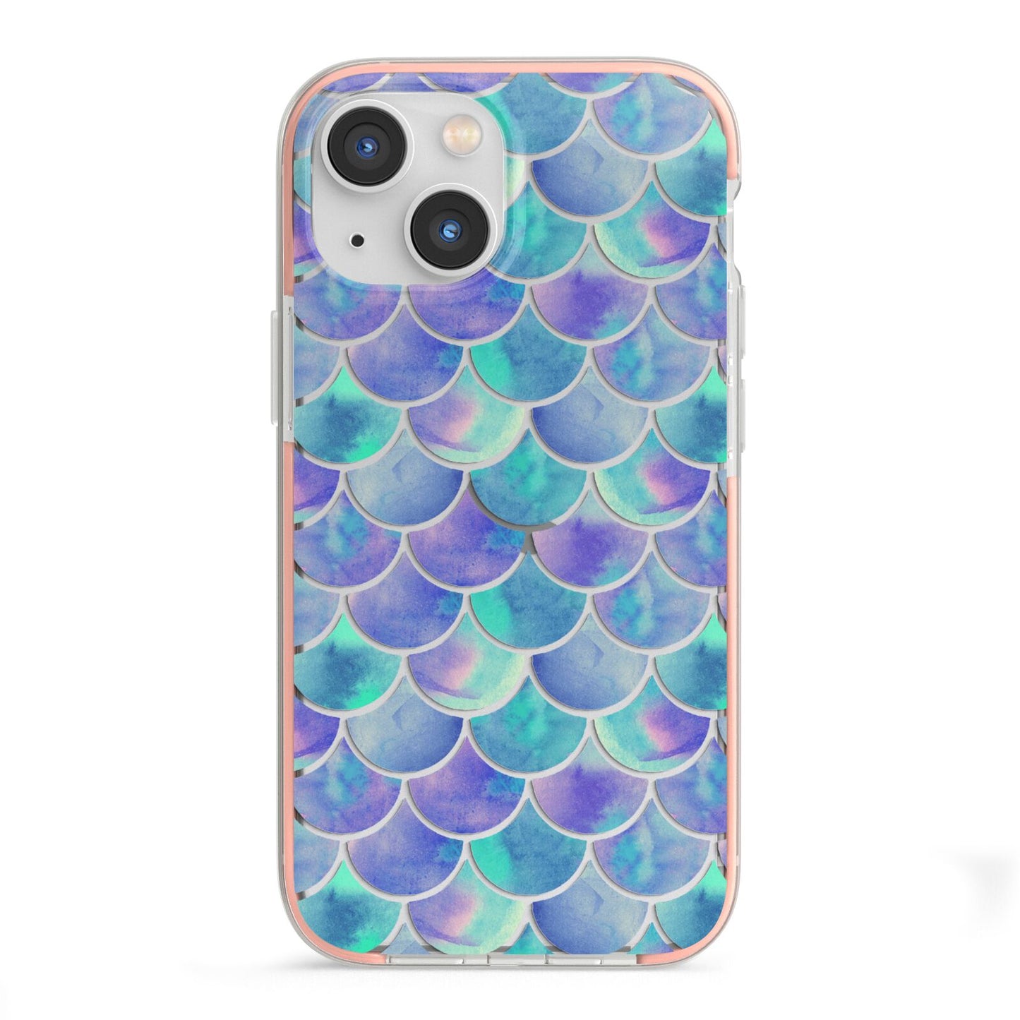 Iridescent Mermaid Scales iPhone 13 Mini TPU Impact Case with Pink Edges