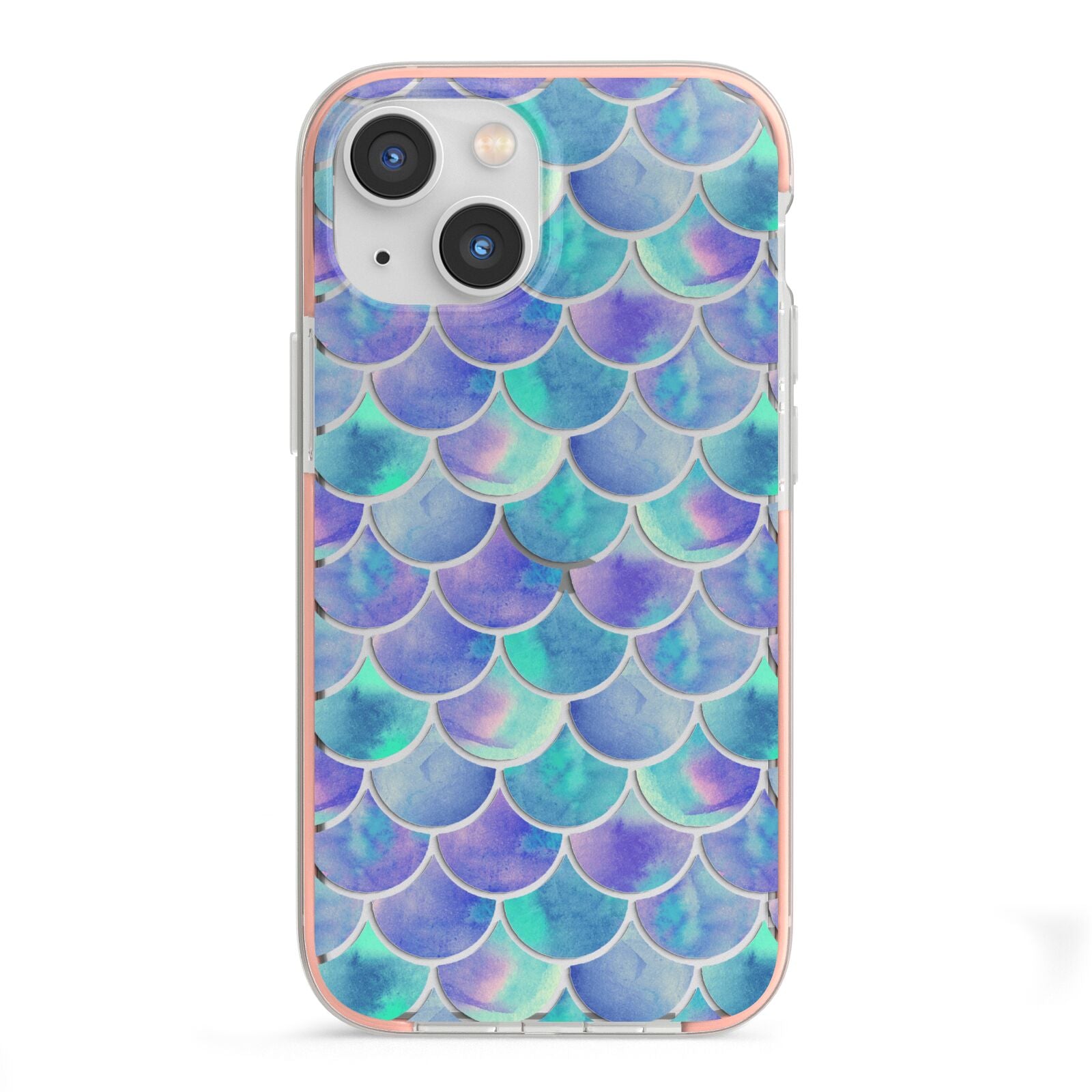 Iridescent Mermaid Scales iPhone 13 Mini TPU Impact Case with Pink Edges