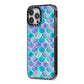 Iridescent Mermaid Scales iPhone 13 Pro Max Black Impact Case Side Angle on Silver phone