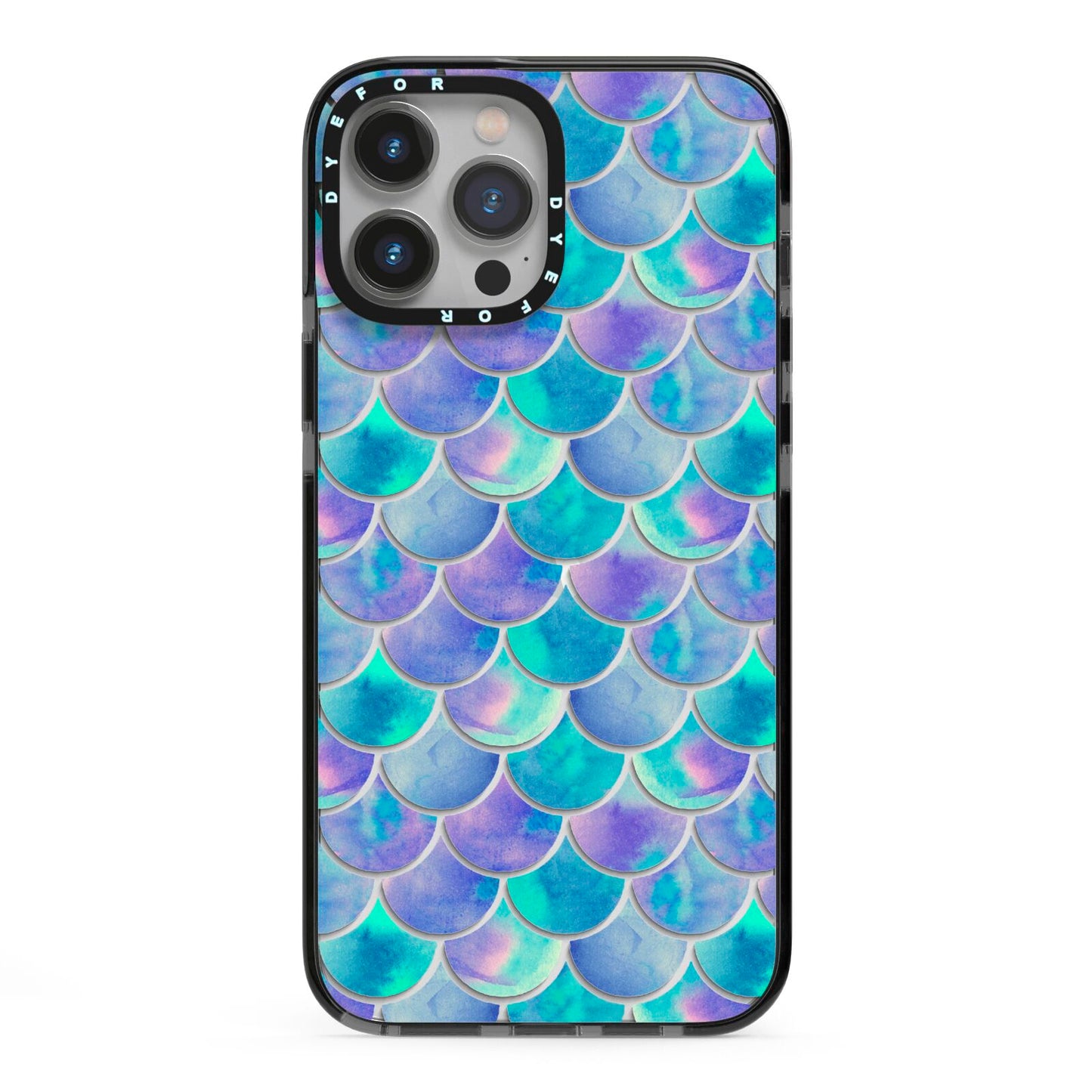 Iridescent Mermaid Scales iPhone 13 Pro Max Black Impact Case on Silver phone
