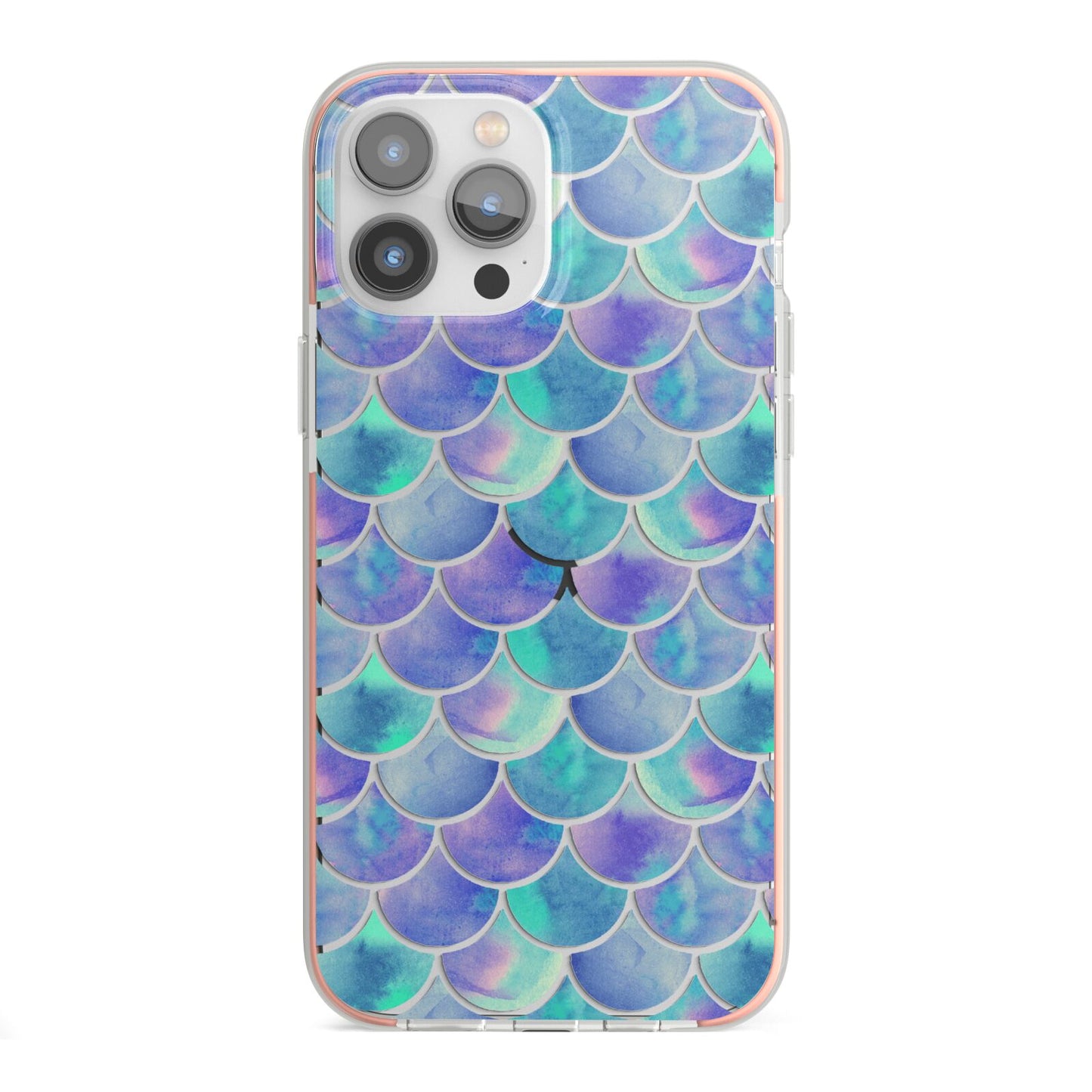Iridescent Mermaid Scales iPhone 13 Pro Max TPU Impact Case with Pink Edges